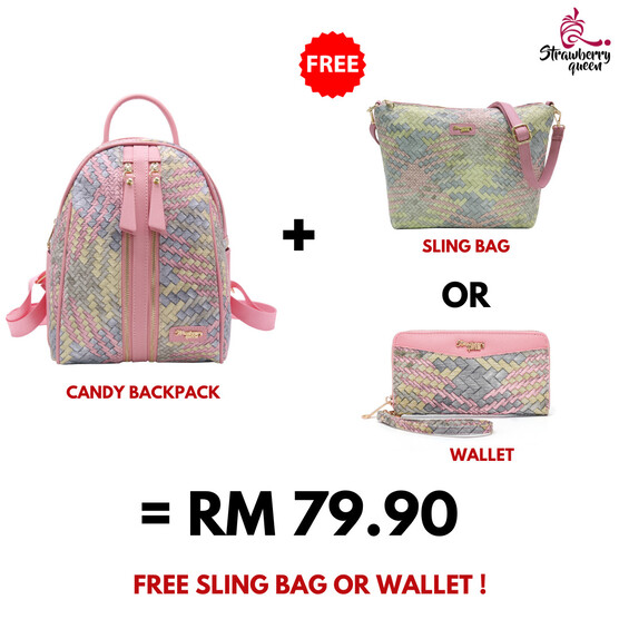 CANDY BACKPACK - RATTAN AG, PASTEL PINK